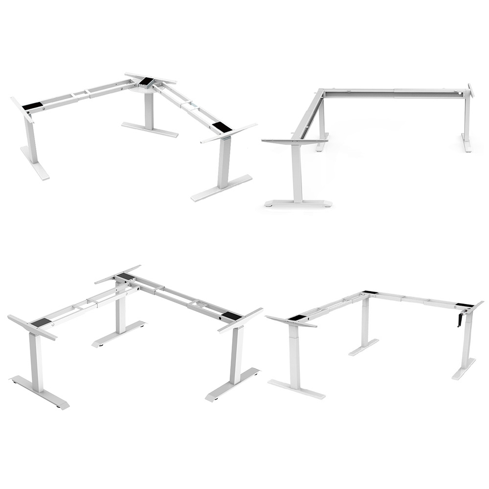 Three Legs Height Adjustable Desk Frame Electric L Shaped Sit Standing Desk