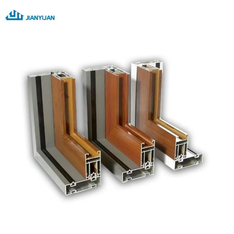 JINCHENG-Wood printing aluminum curtain profiles sliding door profile aluminum profiles
