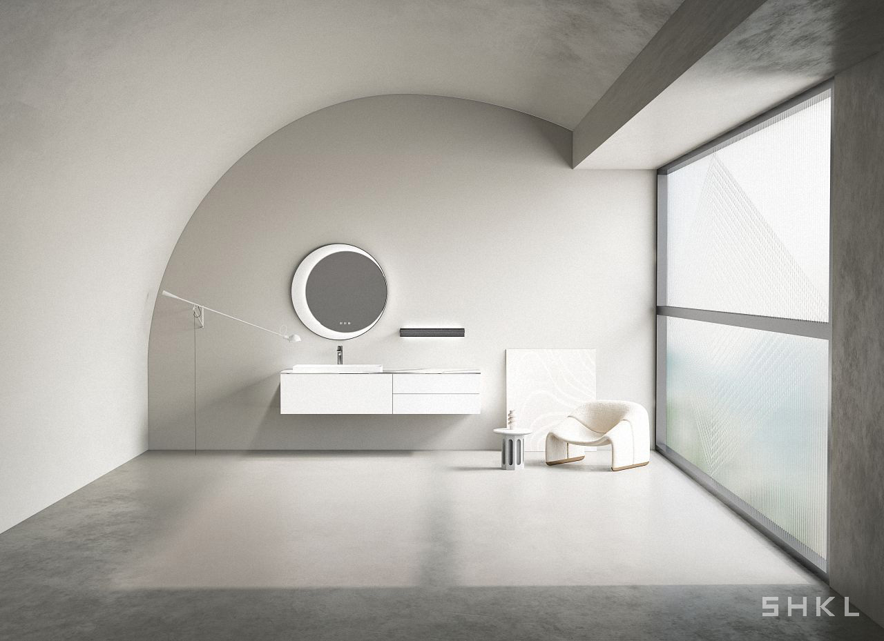 SHKL White Wall Mounted Bathroom Vanity