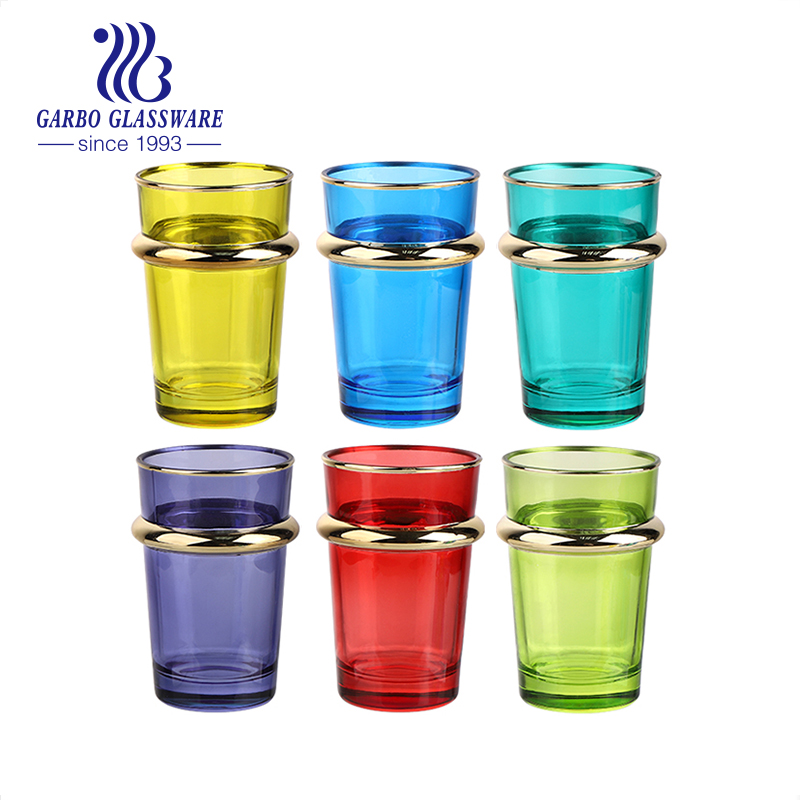 4.5oz 130ml Middle East spray golden plating style glass tea cup