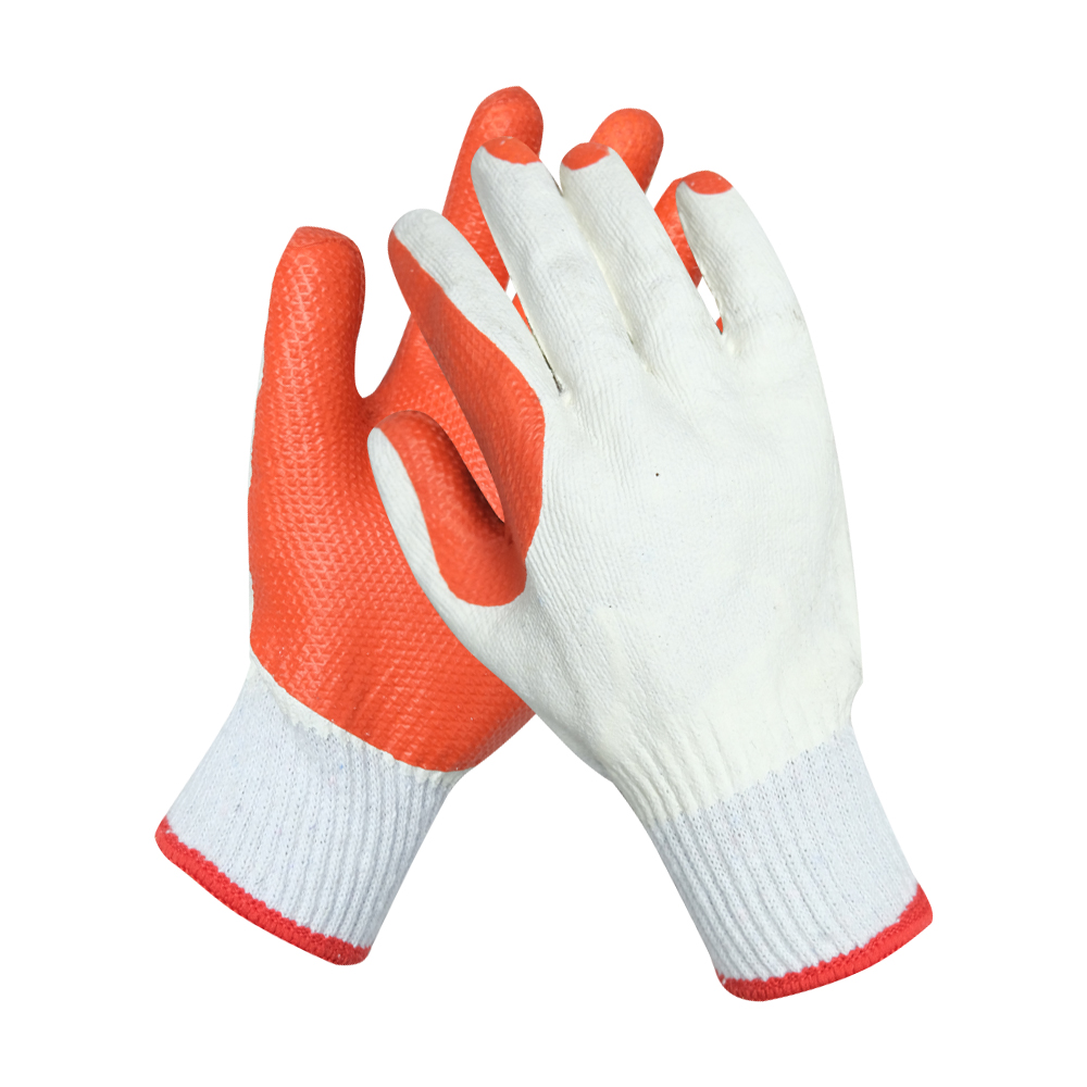 Custom Heavy Duty Orange PVC Rubber Coated Working Gloves for Construction and Mining