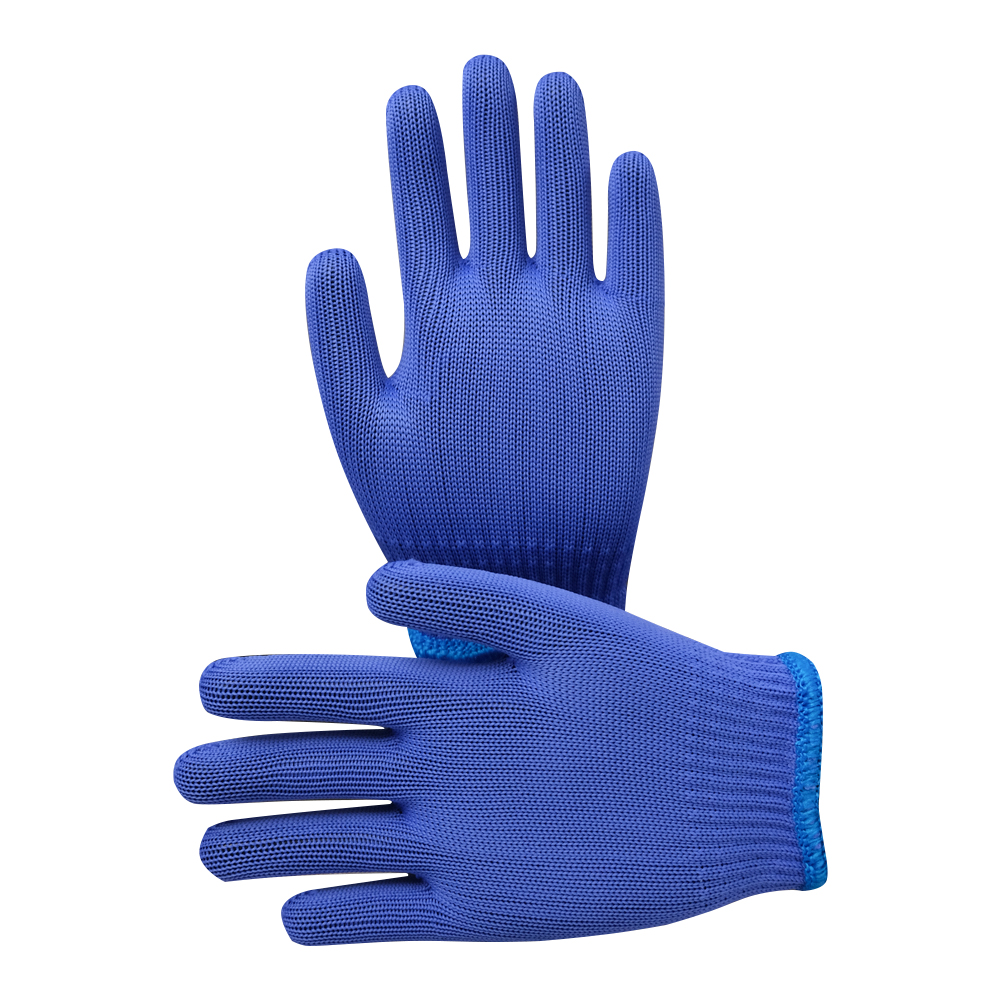 Hot Selling Blue Nylon Knitted Work Gloves for Construction Factory Home and Other Purposes