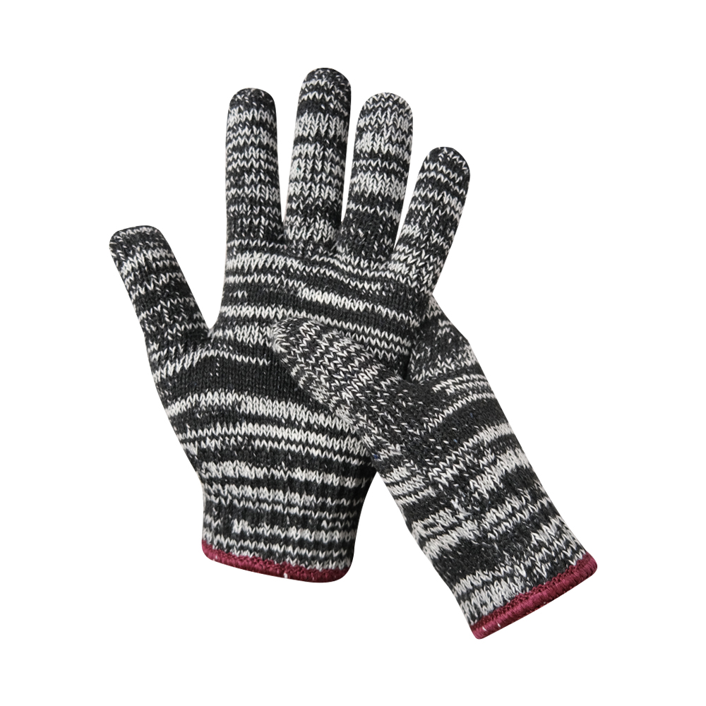 Custom Logo Cheap Cotton Knitted Safety Work Hand Gloves Mixed Color Black White Cotton Gloves