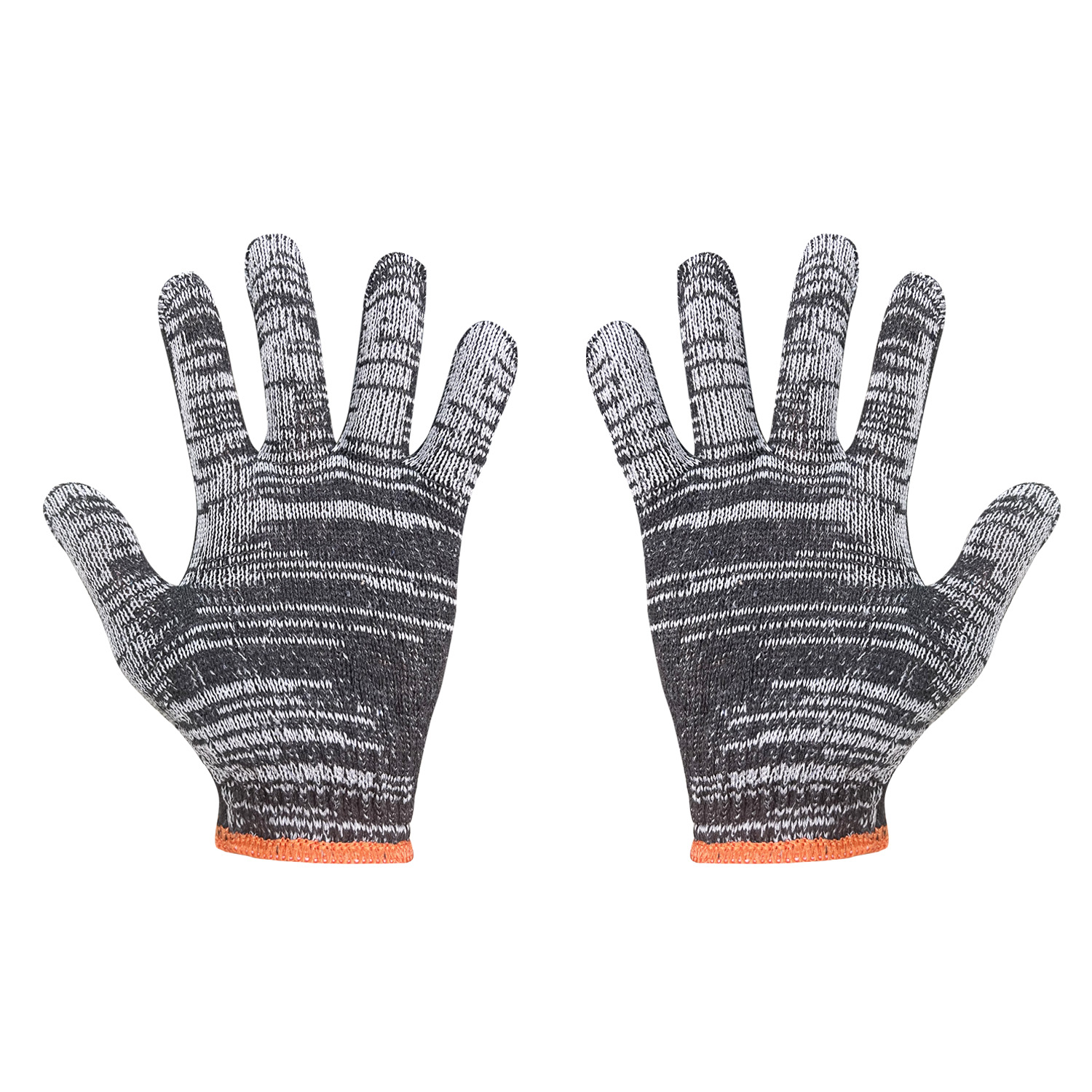 Zhongshang Hot Sale Cotton Polyester String Knit Mixed Color Black Gray Work Knitted Cotton Gloves