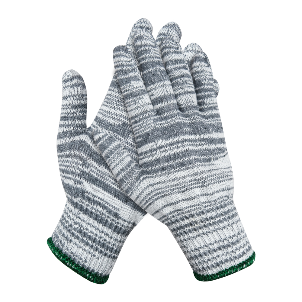 Zhongshang Customized Cheap Grey White Mixed Color Industrial Work Cotton Yarn Knitted Gloves
