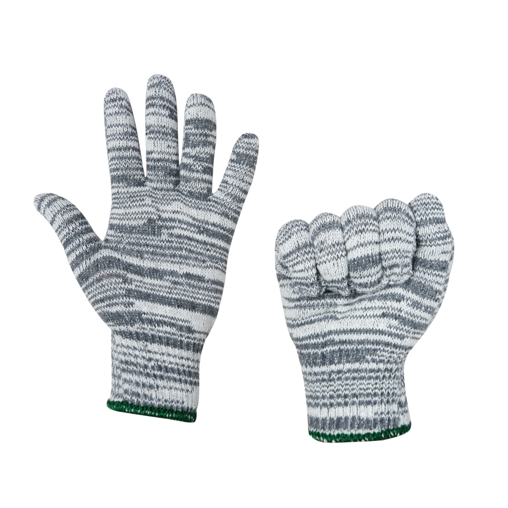 Customized Cheap Construction Grey White Work Gloves Cotton Yarn Knit Glove For Industry Working