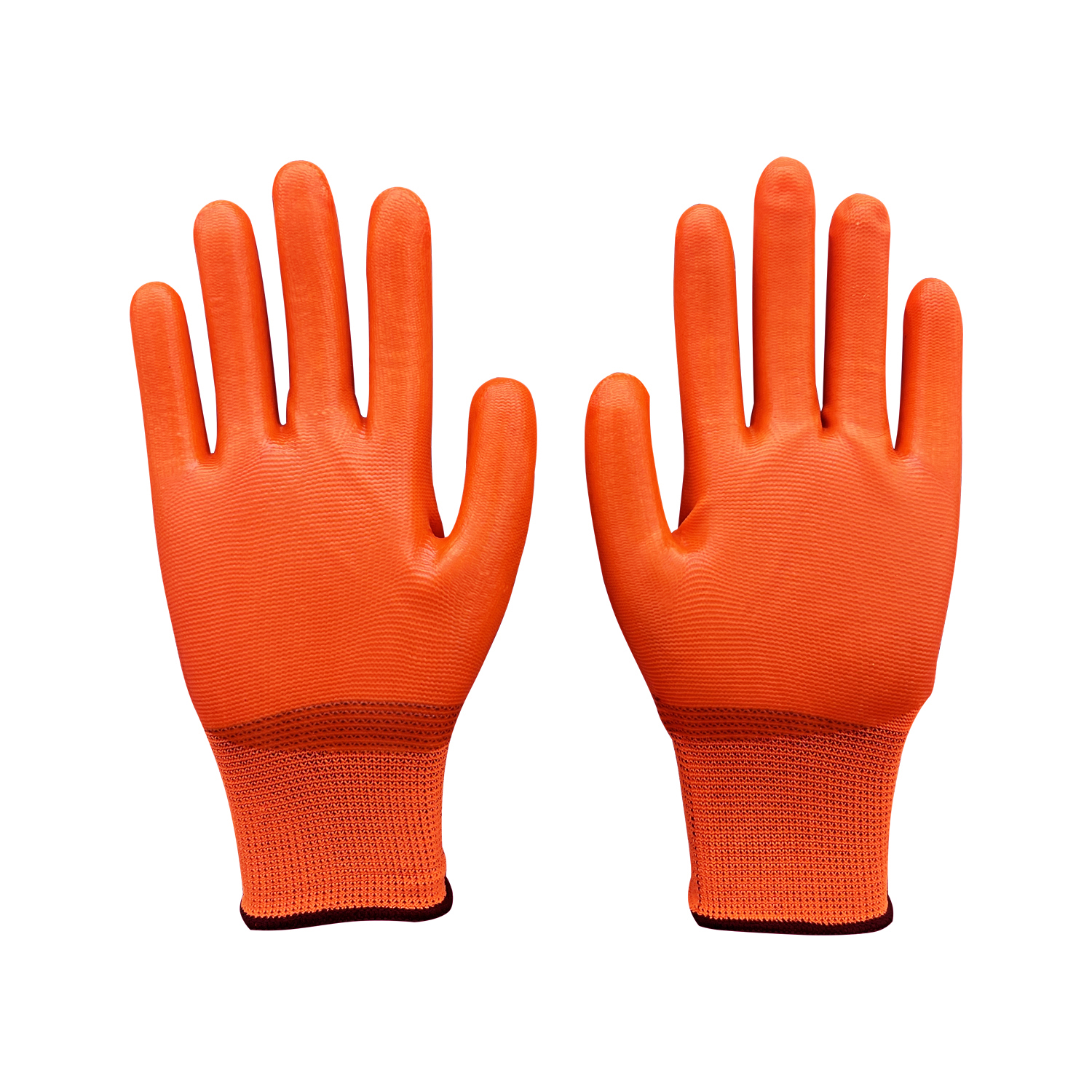Chemical Oil Resistant Anti Slip Waterproof Orange Nylon Knitted PVC Coated Working PVC Gloves