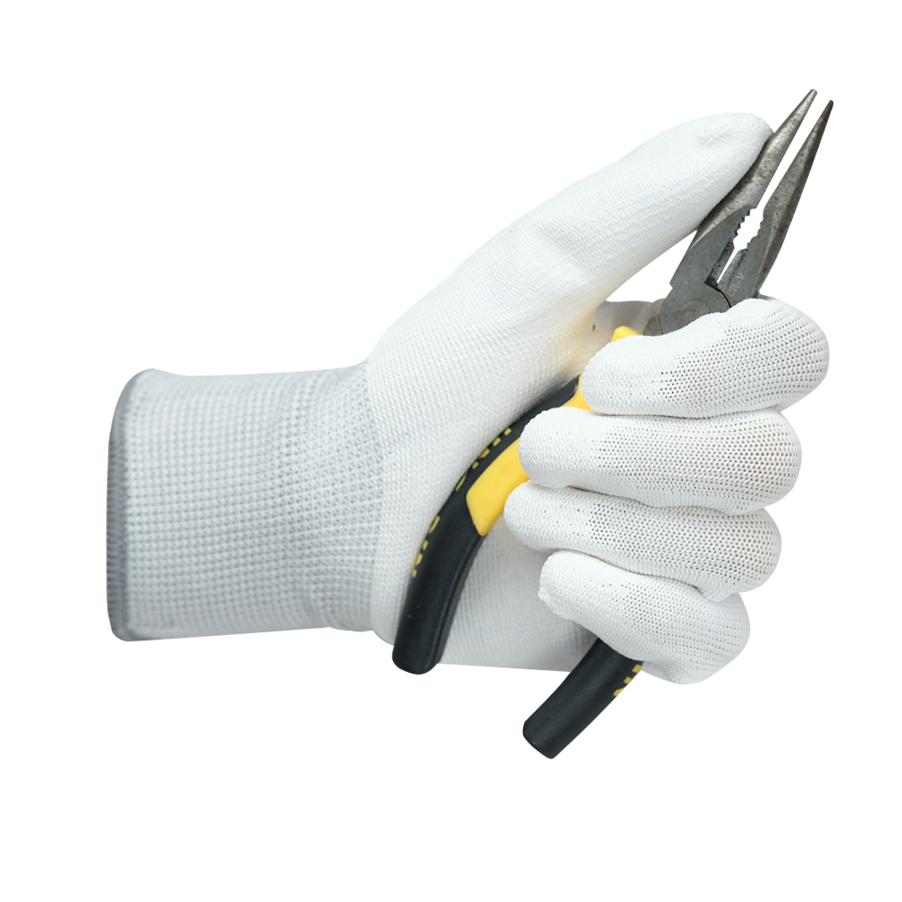 Zhongshang High Quality White PU Palm Gloves No.13 Nylon Wear Resistant Industrial Labor Gloves