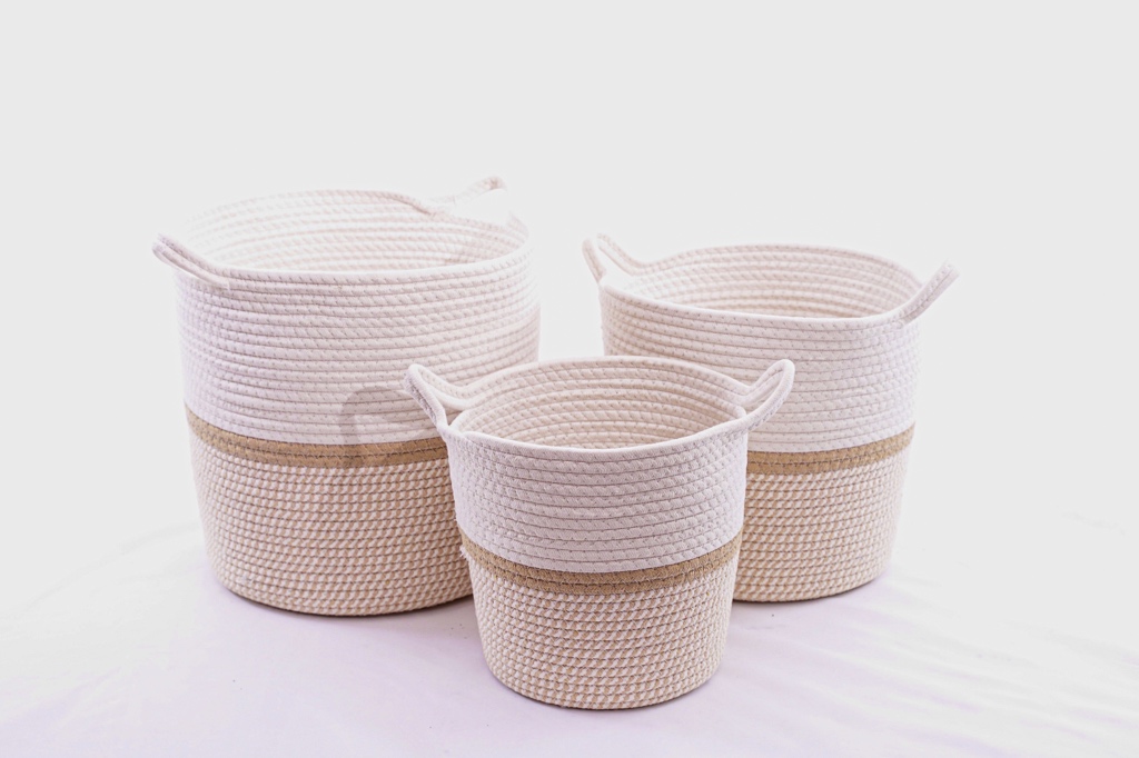Recycled cotton rope basket