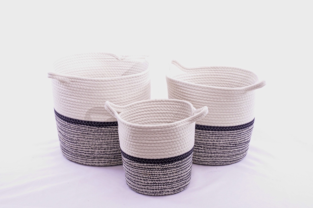 Recycled cotton rope basket