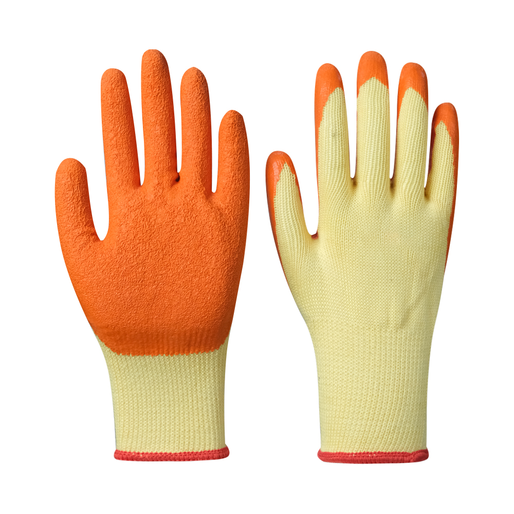 Orange Crinkle Gloves High Temperature Heat Resistant Rubber Coated Cotton Safety Latex Work Gloves