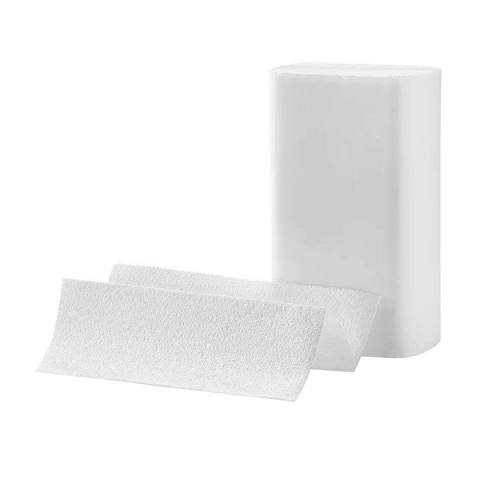 OEM customized soft virgin wood pulp quilted laminated fold TAD paper towel