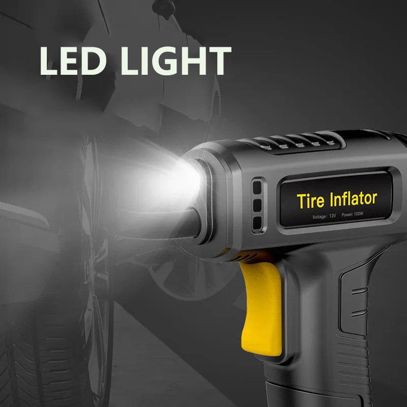 Portable Tire Inflator for Car, Motorcycle , Cordless Air Compressor Pump W/ Digital Screen and LED