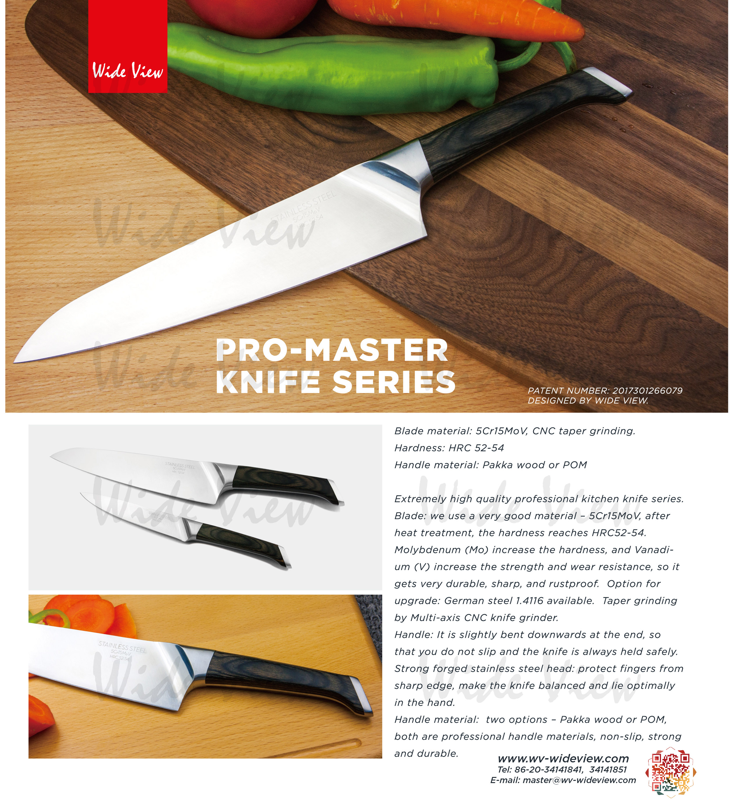 Pro-Master Knife Series Forged Steel Head Pakka Wood ABS Handle