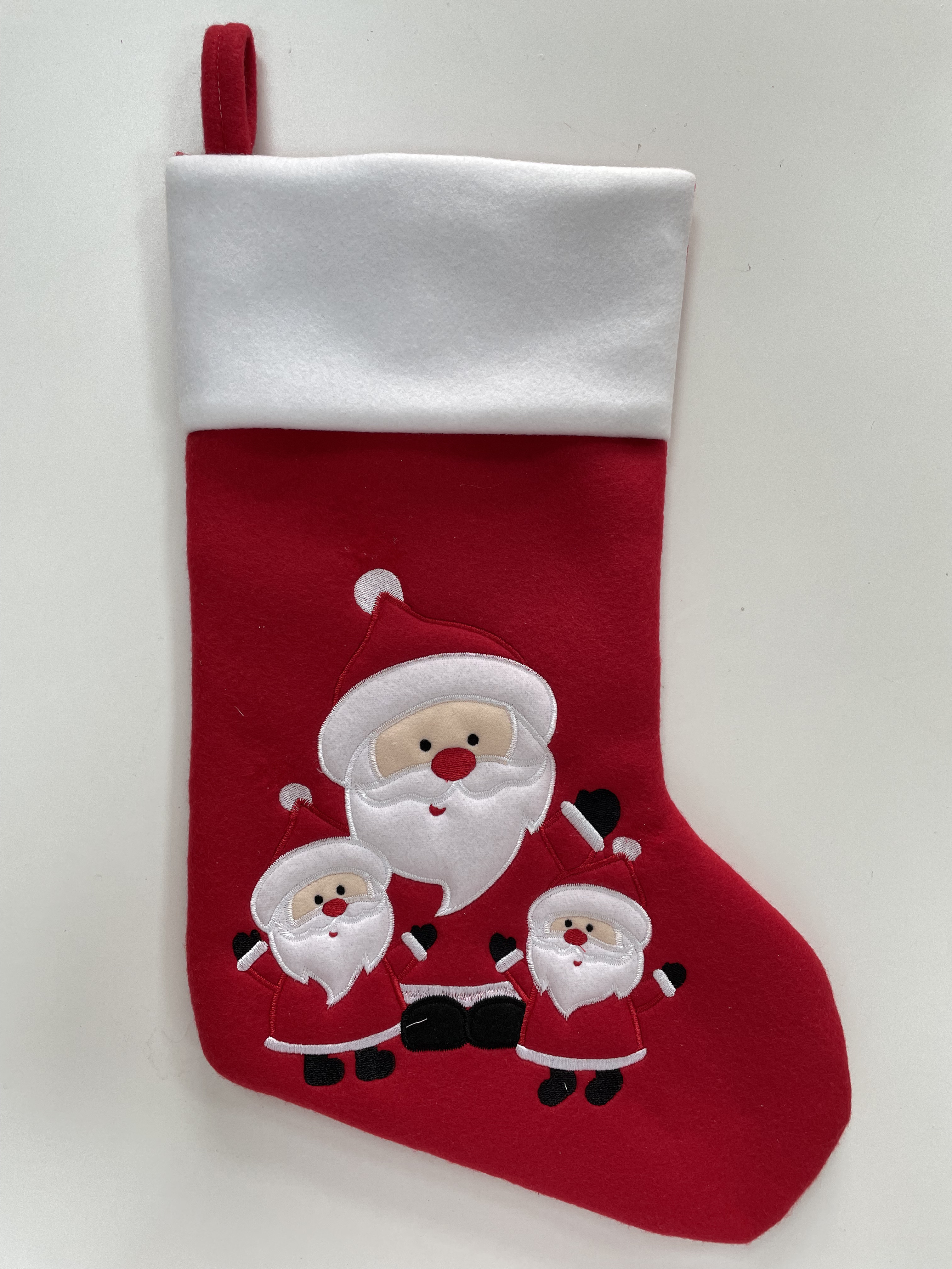 Big Red one-sided velvet three Santa Claus Stockings