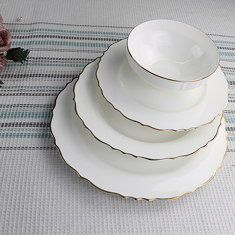 24pcs gold rim dinnerware