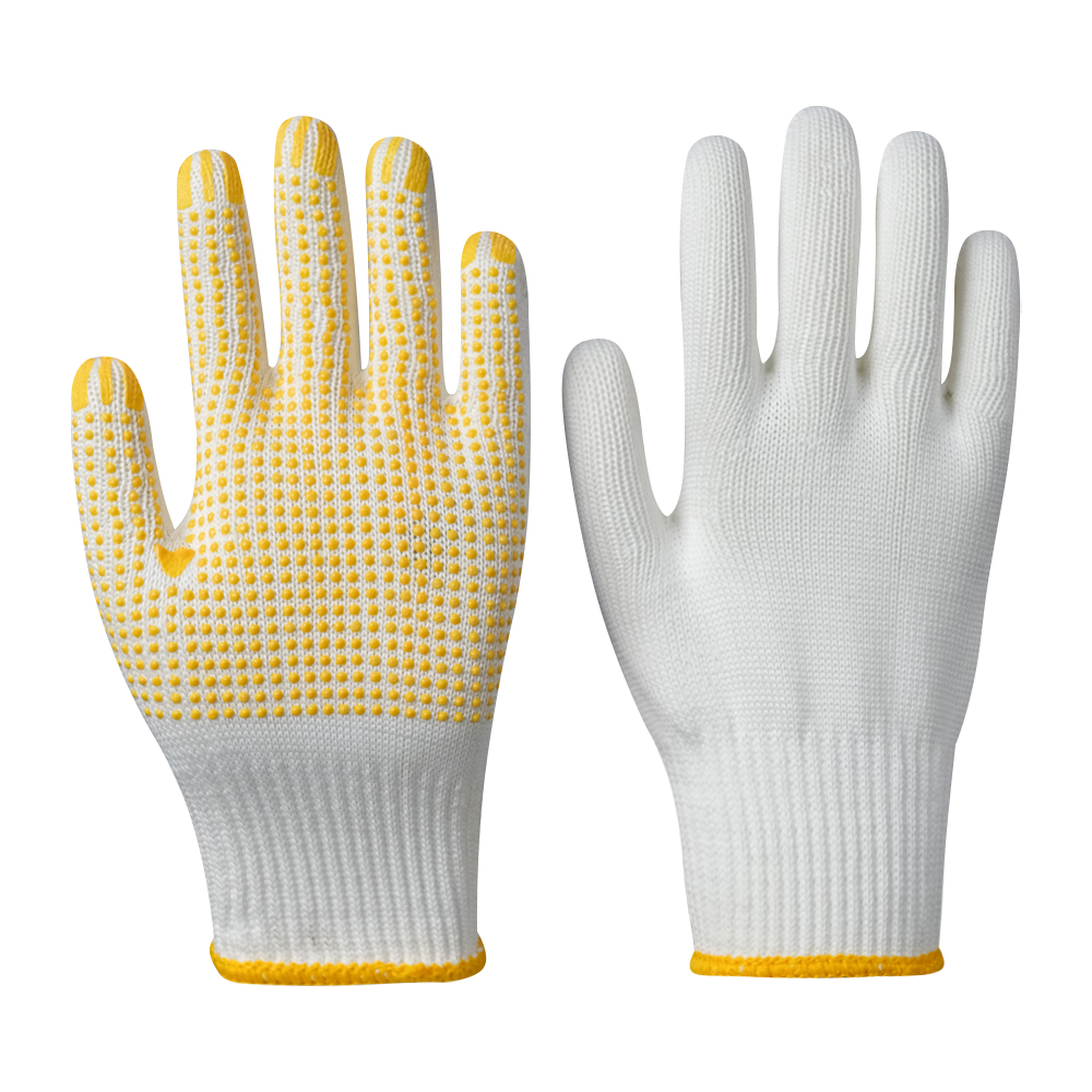 Wholesale Garden Work Single Sides PVC Dotted Construction Site Nylon Gloves