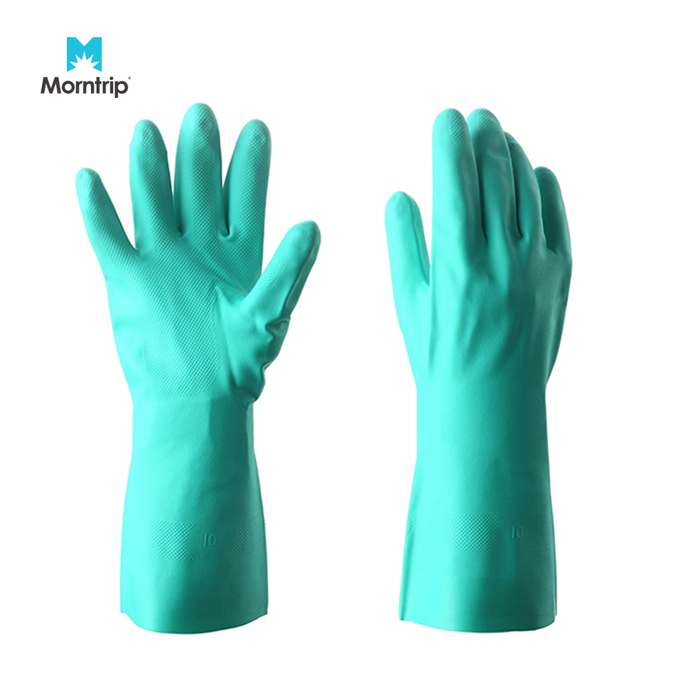 Green nitrile rubber gloves
