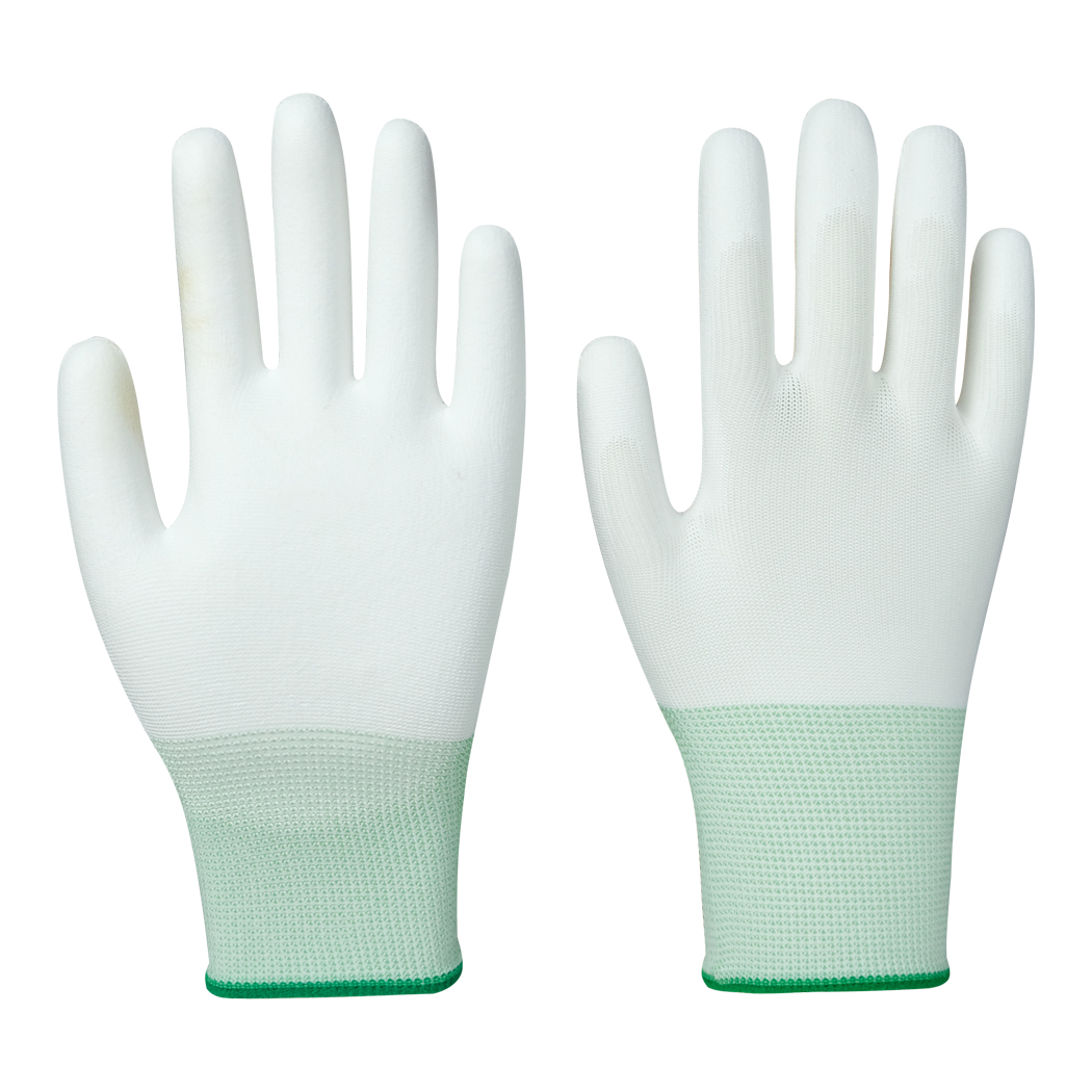 13 needle White Nylon Knitted gloves PU Coated Palm Safety Work Gloves fingertip thickening gloves