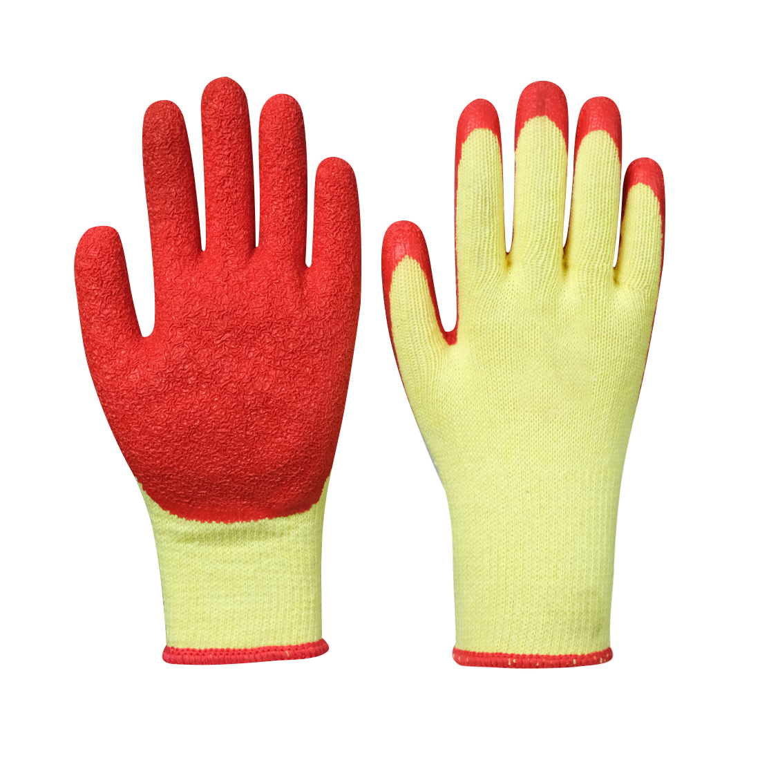 Zhongshang Red Pleated Latex Palm Coated Guantes Industrial Safety Work Gloves