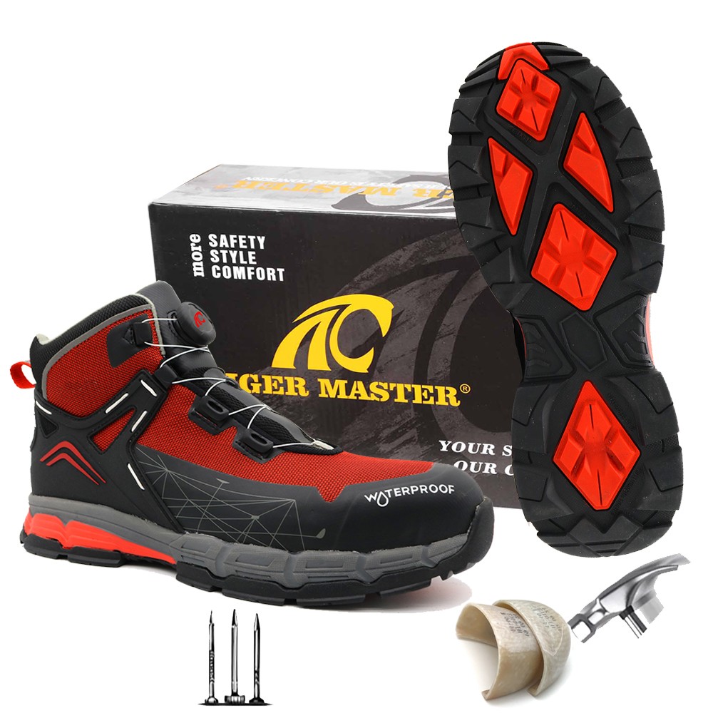 Anti slip rubber sole composite toe prevent puncture waterproof sport safety shoes
