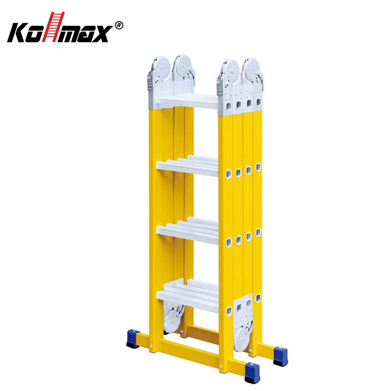Multi-purpose 4*4 Fiberglass Insulated Step Ladder Multifunctional Big Hinge Folding Ladder