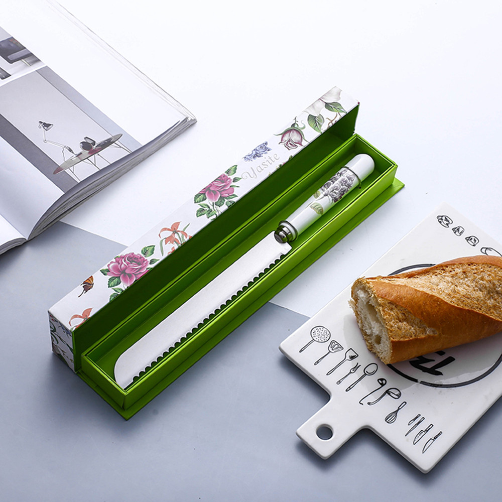 Ceramic handle stainless steel cutlery bread knife