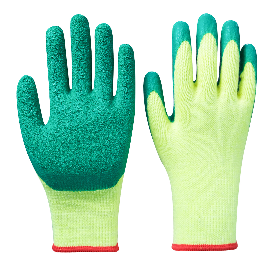 Green Latex Coated gloves Industry Household Hand Glove Heavy Duty Work Safety Gloves