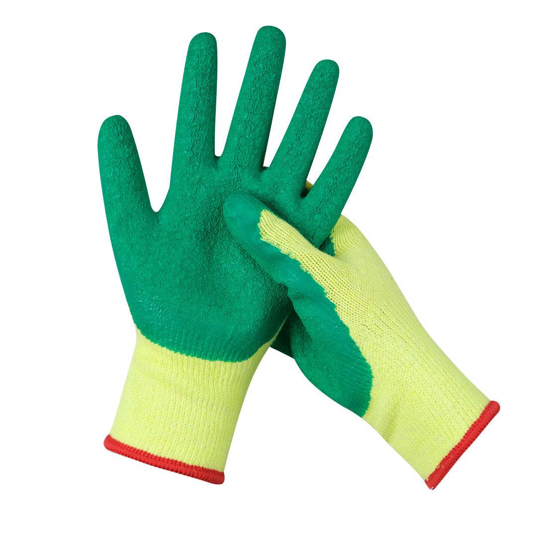 Zhongshang Factory Green Latex Coated Gloves Industrial Household Heavy Duty Work Safety Gloves