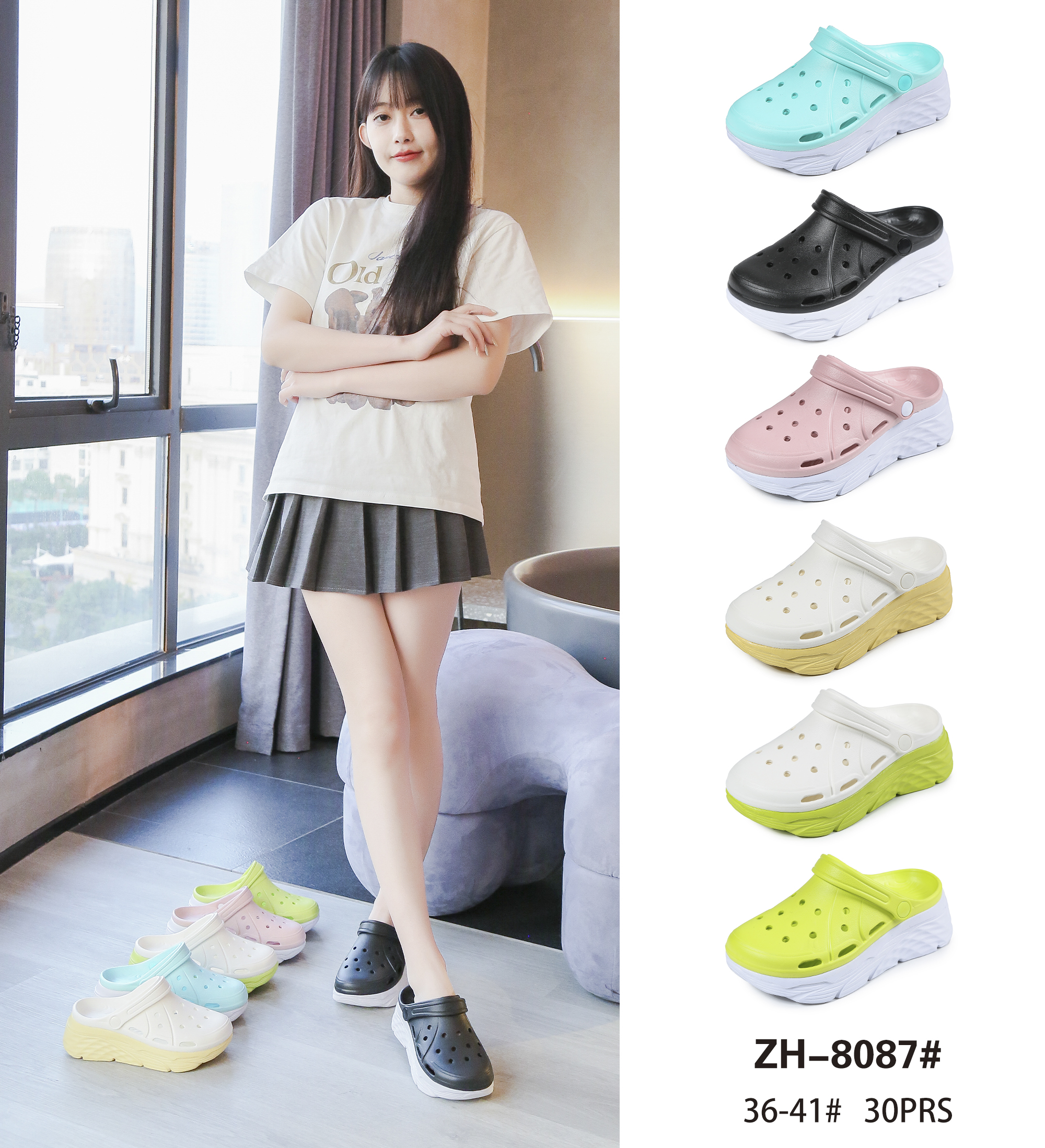 Candy-colored fashion fresh all-in-one platform elevation casual slippers for women Crocs