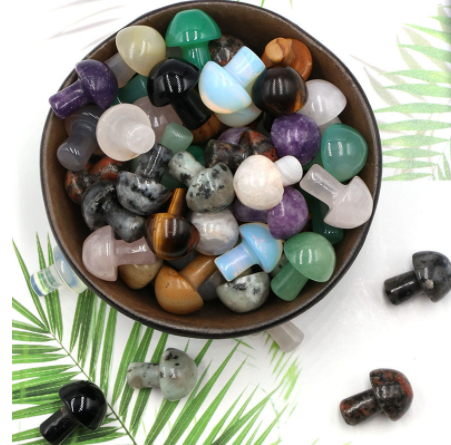Semi-precious Healing Stone Mushrooms Natural Gemstone Carving Crafts Crystal for Jewelry Making