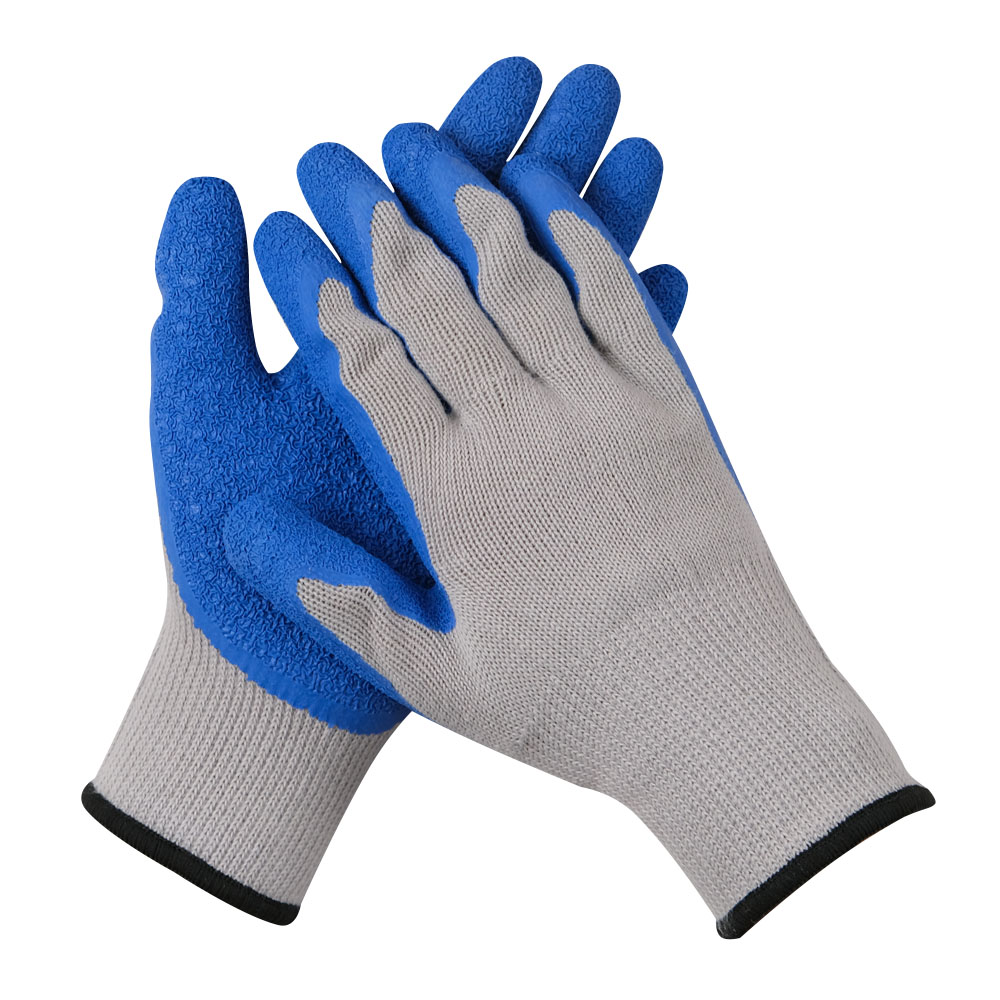 Zhongshang Wholesale Latex Palm Neutral Cotton Shell Blue Latex Coating Hand Protection Labor Gloves