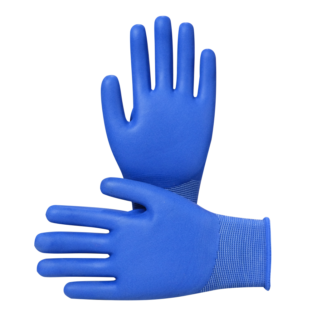 Zhongshang 13 Size foam nylon latex anti-skid wear-resistant impregnated gardening gloves