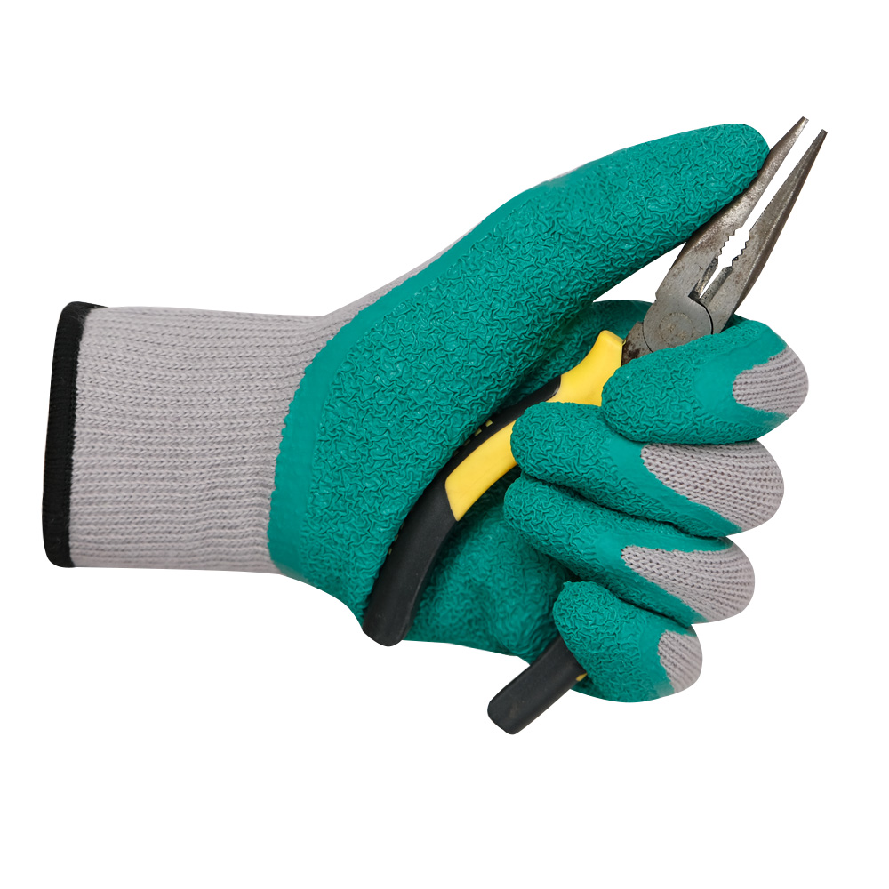 Zhongshang Wholesale Latex Coated Crinkle Construction Rubber Grip Garden Latex Gloves for Working