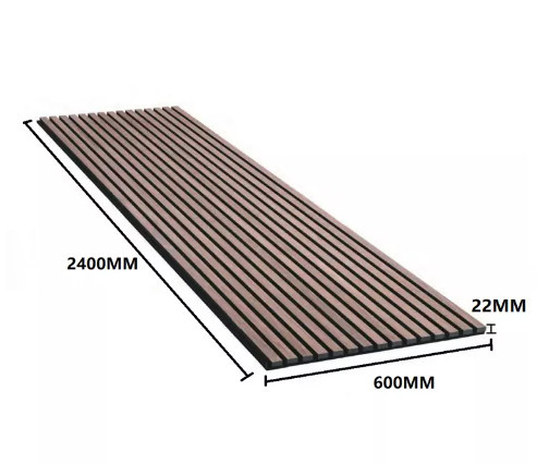 Brown Walnut nature wood veneer Wooden slats Sound Proof Wall