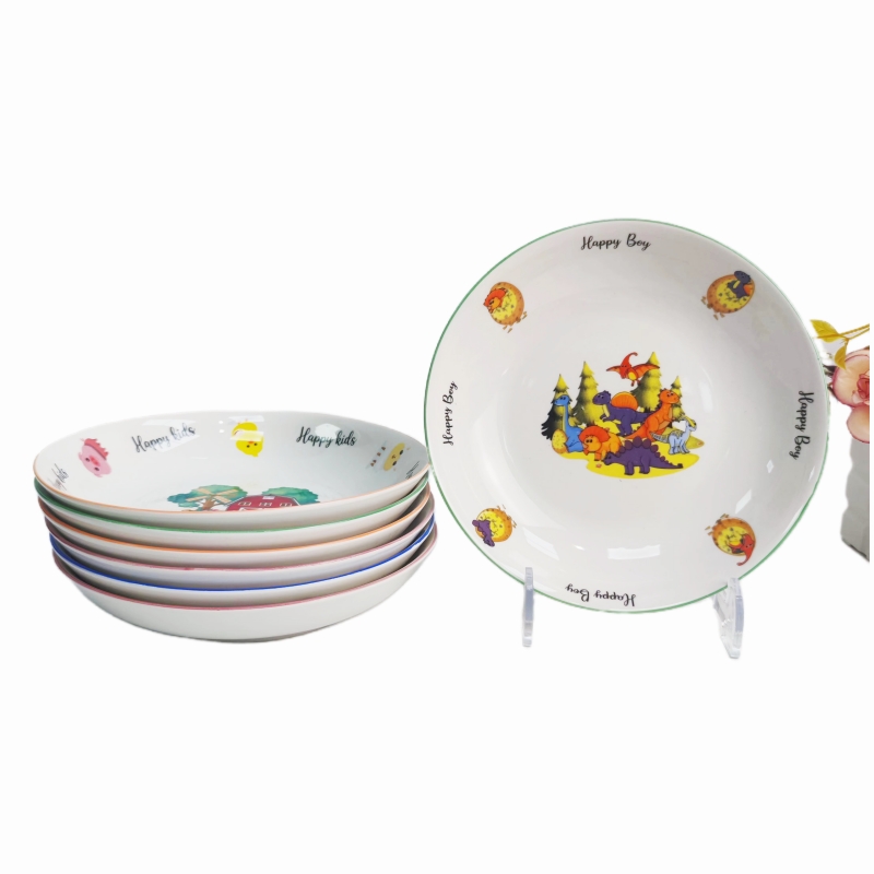 Hot selling 7.5inch cartoon design ceram porcelain platesic fruit plate