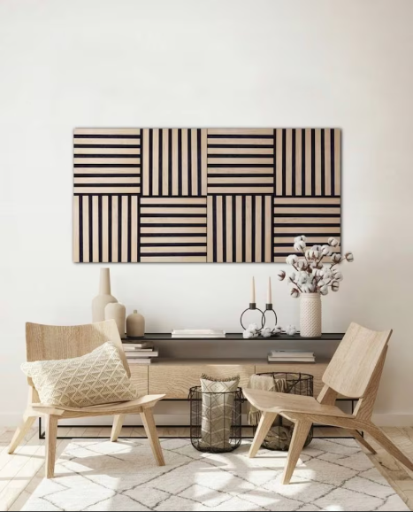 WELLYOUNG square shape Wooden Slat acoustic panel 600x600 4pcs one set