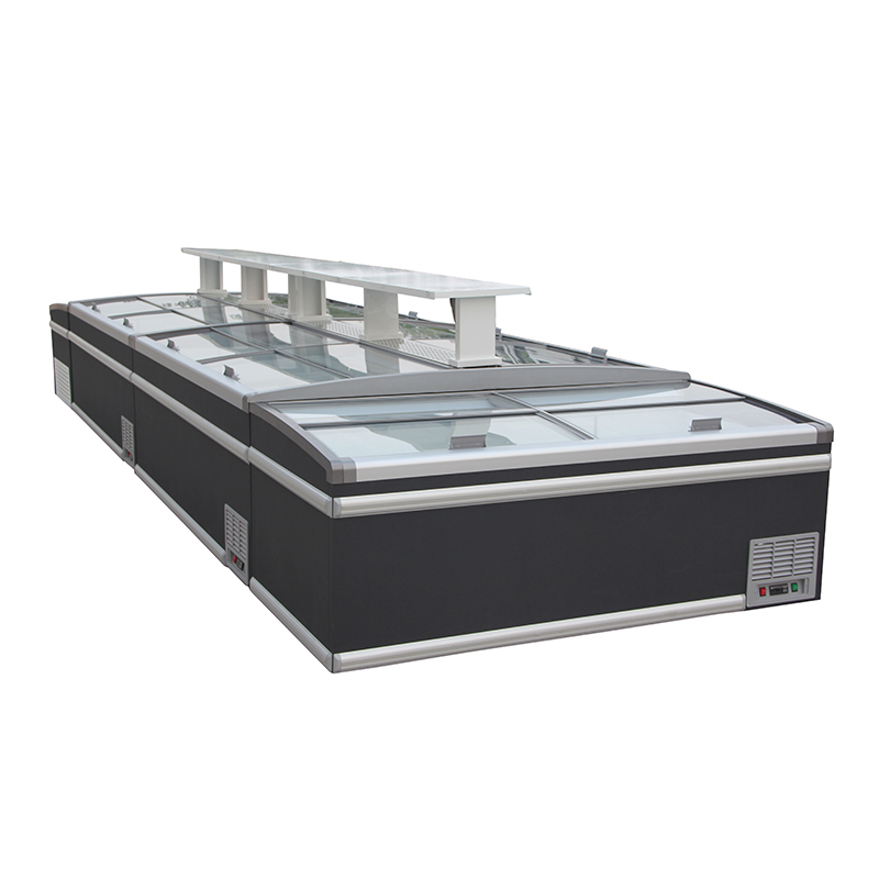 island freezer with up down sliding glass top