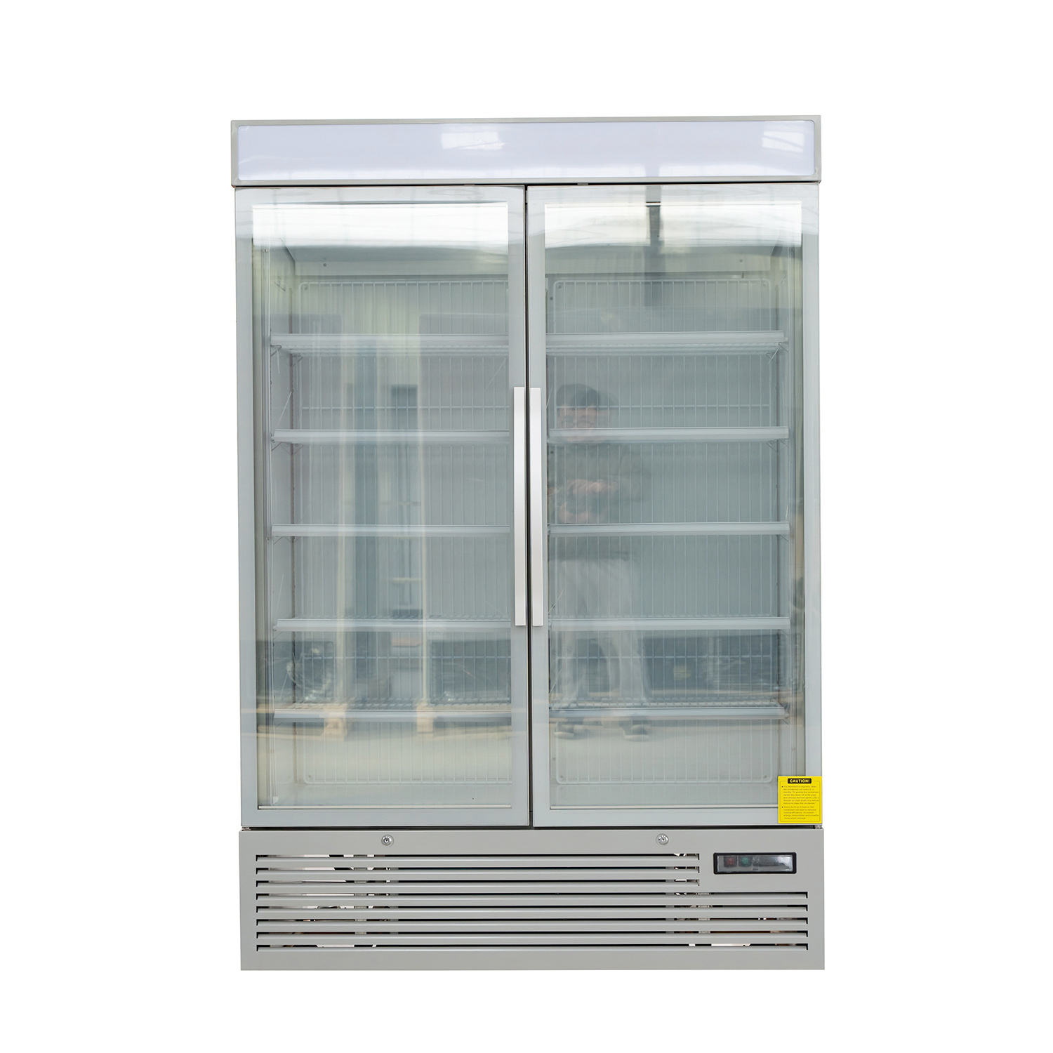 upright glass door freezer with plug-in compressor