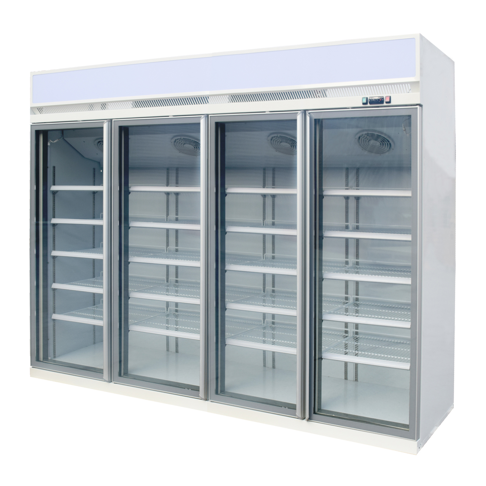 glass door chiller with top mounted compressor