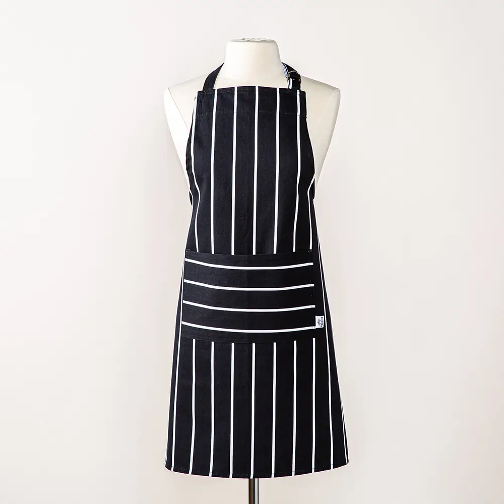 【Henan Lead】poly-cotton twill recipe apron supplier long bib cooking apron printed tunnel neck strap