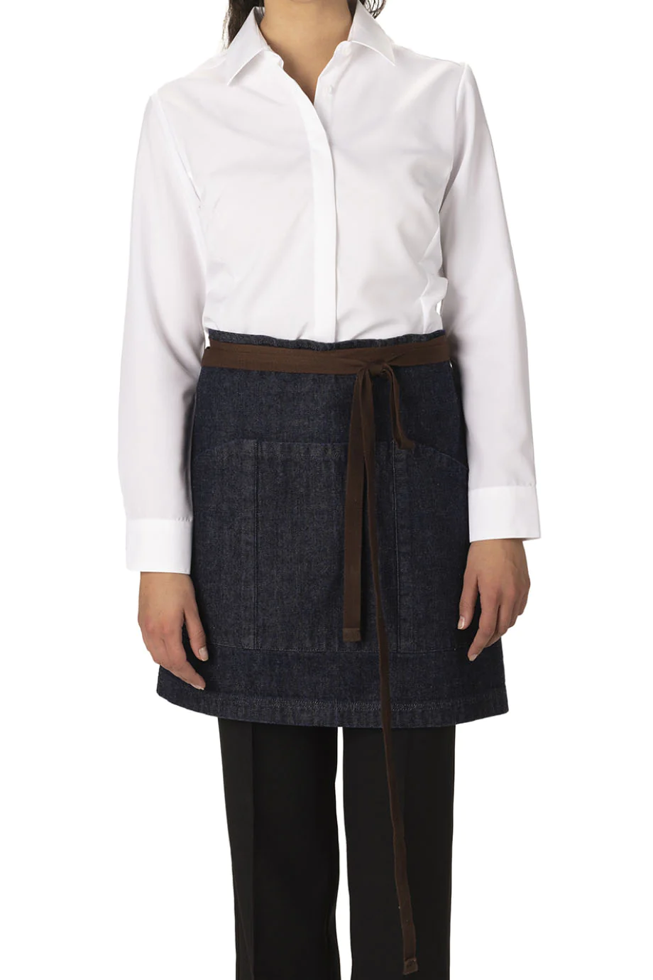 【Henan Lead】cotton denim stripe bistro apron producer short half waist apron bar waiter server apron