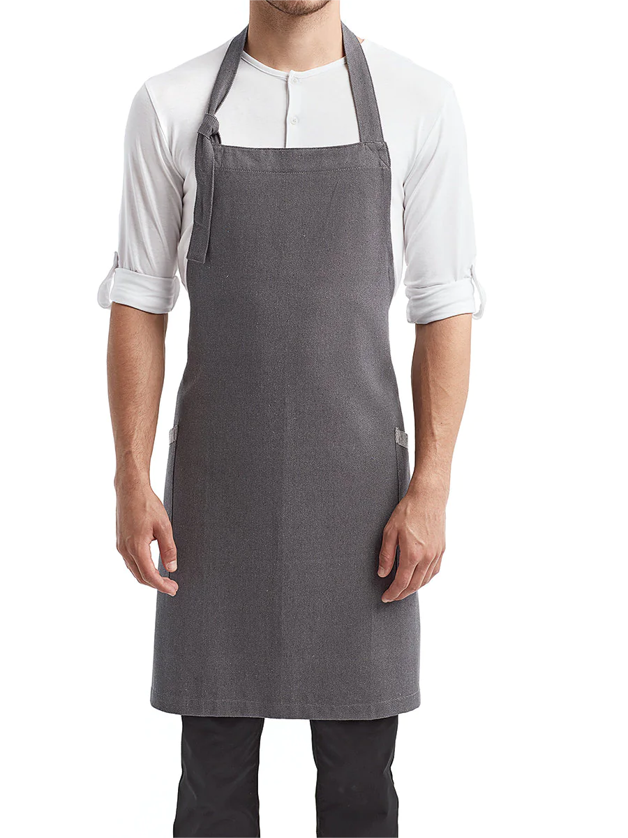 【Henan Lead】cotton denim striped apron long chef bib apron restaurant cooking meal prep apron