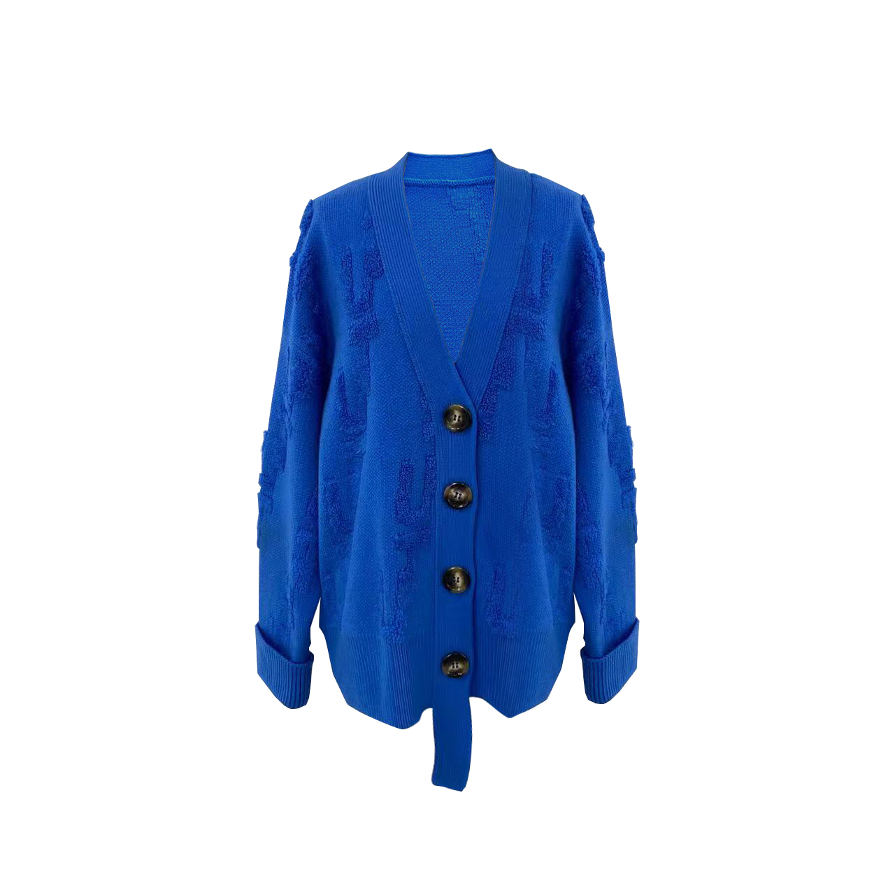 Women's three-dimensional jacquard cardigan sweater