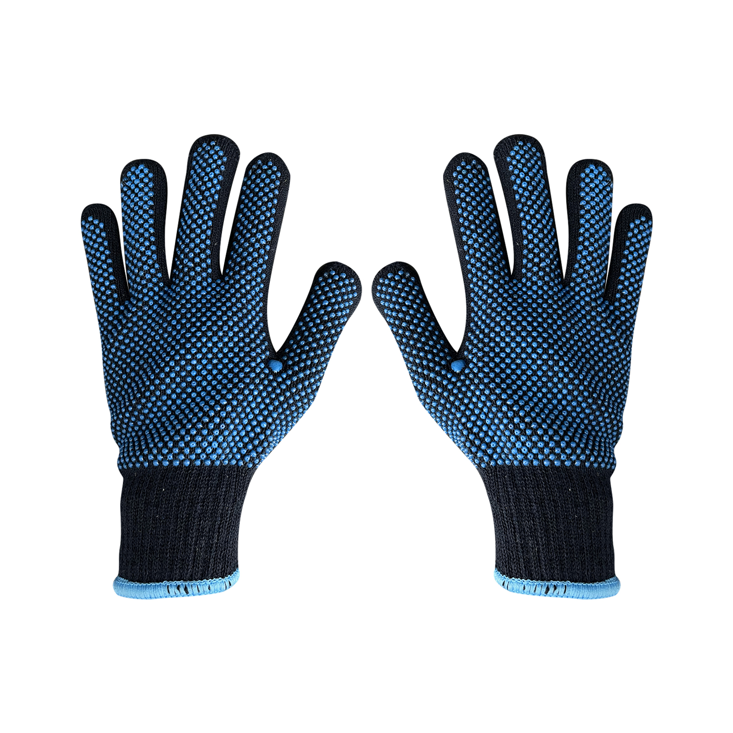 Zhongshang Customized Anti Slip Double sides Navy Blue PVC Dots Cotton Gloves Bulk Construction
