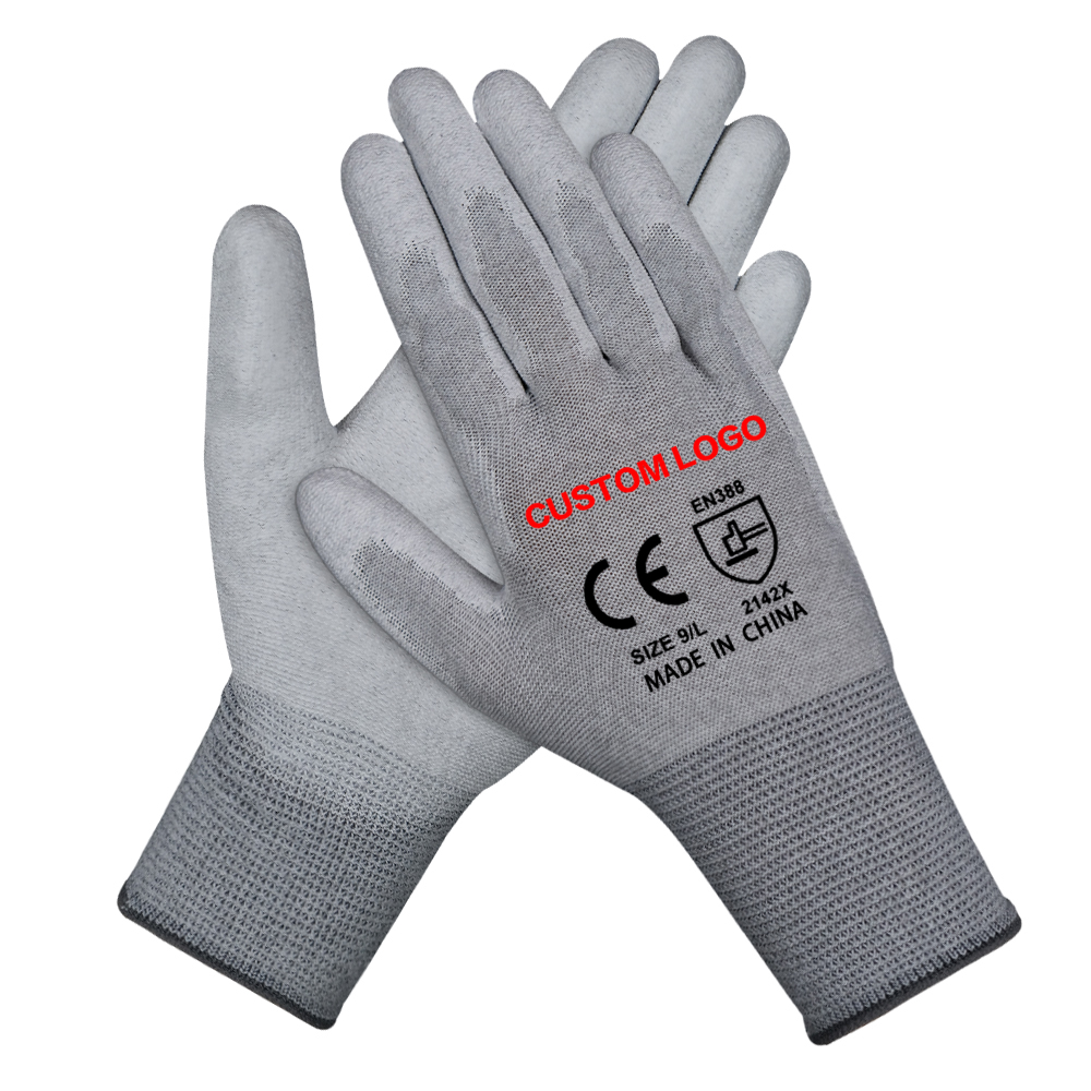 Zhongshang Customized Logo Nylon PU Coating Assembly Work Gloves Labor Coating PU Hand Garden Gloves