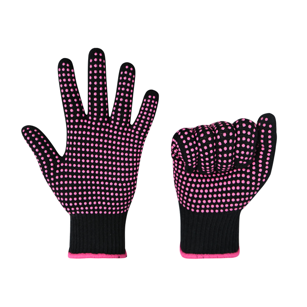 Zhongshang Pink Double Sided PVC Dotted Working Nylon Yarn Gloves with Rubber Dots