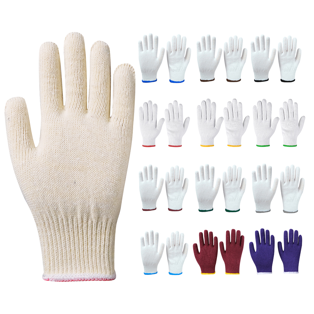 yellow glove customized logo gloves quality cotton yarn fine knitting glove for household work