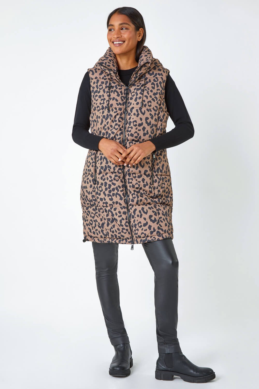Ladies Animal Longline Hooded Gilet