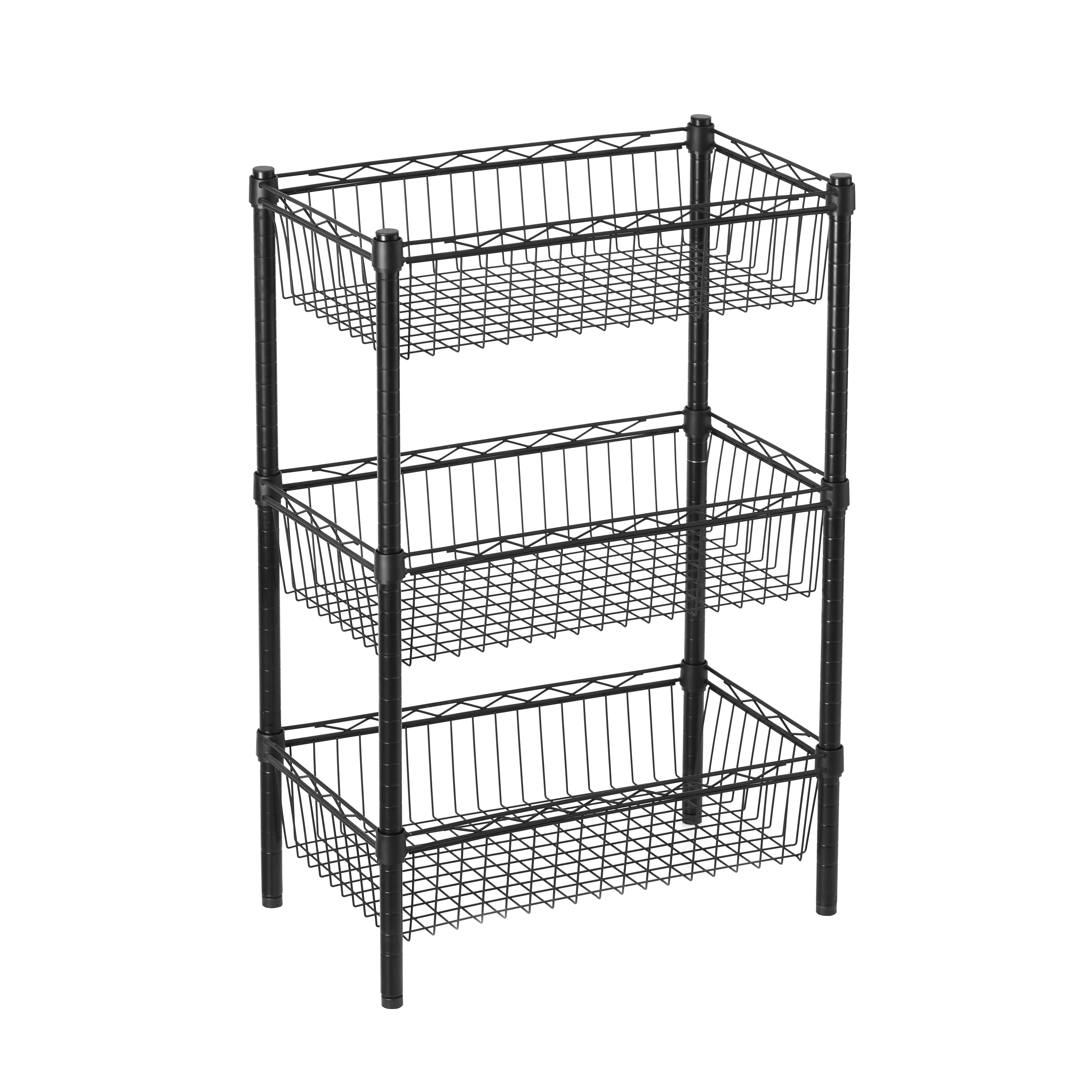 Black 3 layer basket shelf